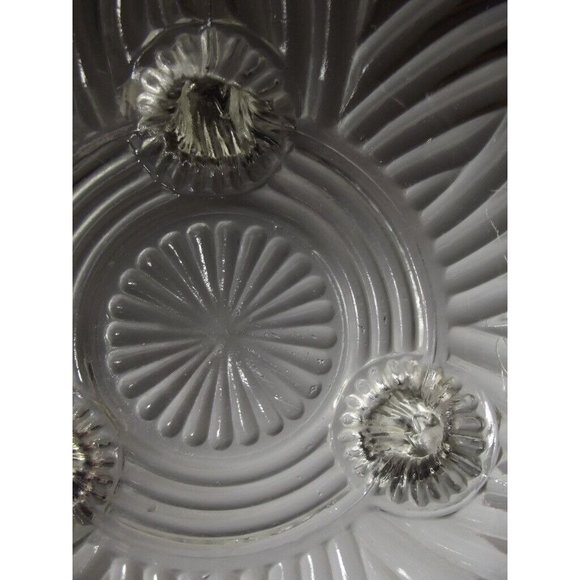 Vintage Clear 10" Glass Serving Bowl Swirl Spiral Pattern 3 Toed Footed Pedestal - Picture 9 of 10